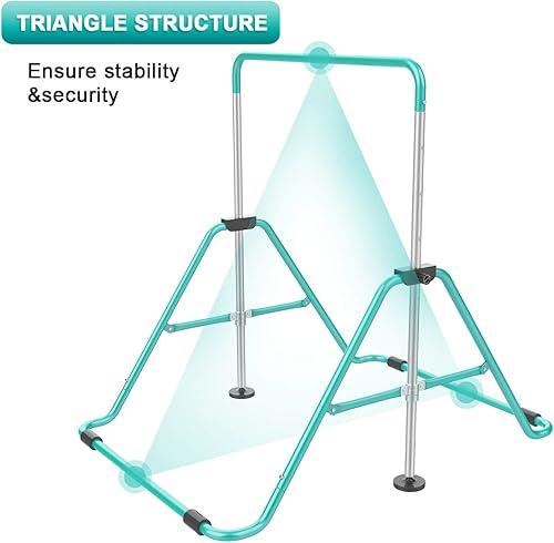 Miniatura 8 de RINREA Barras de gimnasia para niños con altura ajustable, barra de entrenamiento de gimnasia plegable, barra horizontal expandible junior para el