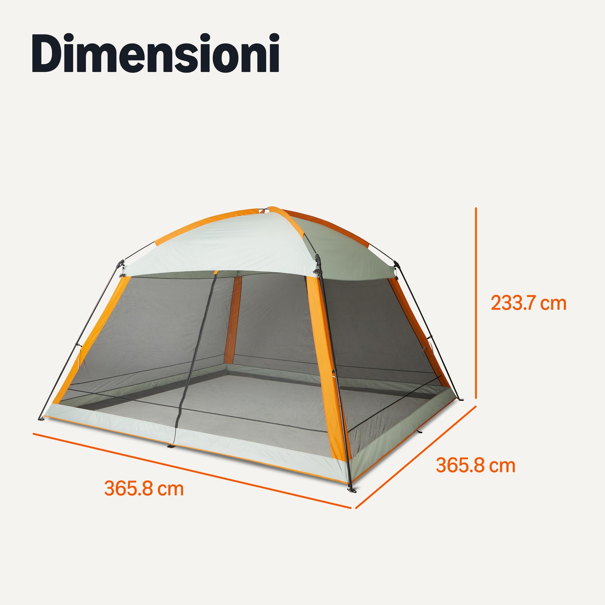 Amazon Basics Tenda a baldacchino schermata, Grigio e arancione, 381cm x 381cm x 262cm