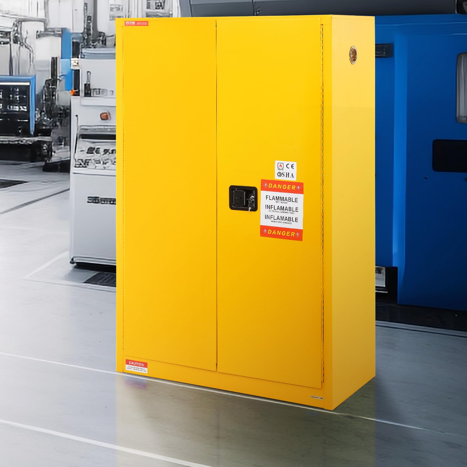 VEVOR Sicherheitsschrank für Brennbare Flüssigkeiten, 45 Gal, Lagerschrank für Brennbare Flüssigkeiten aus Kaltgewalztem Stahl, 1090 x 460 x 1655 mm, Explosionsgeschützt, mit 2 Verstellbaren Regale