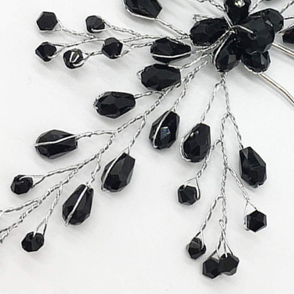 Lurrose bridal wedding elegant hair pin crystal rhinestone hair pins clips hair jewellery for women girls black - Image 4