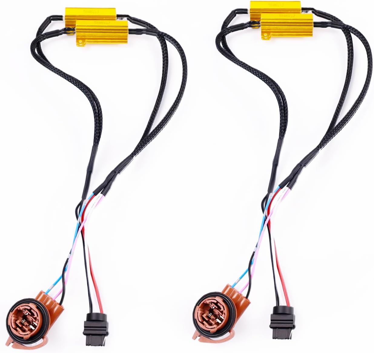 2Pcs 3157 4157 T25 Load Resistor Fix Hyper Flash, 50W 6 Ohm Load Resistors for 3157 Switchback Led Turn Signal Light, Led Resistor Turn Signal Kit