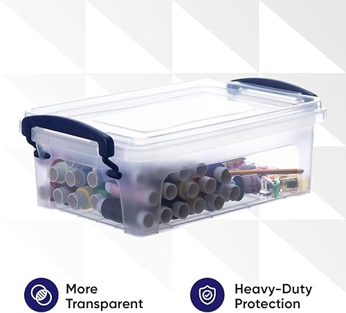 Miniatura 3 de Superio Bolsa de almacenamiento con tapa con bisagras de 16 cuartos de galón, contenedor de almacenamiento apilable con tapa, caja organizadora para