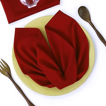 Pack of 12 PCS Cloth Napkins 17x17 inch Washable Polyester Dinner Napkins Soft Table Napkins for Wedding Party Dining Banquet Bistro Decoration - Apple red