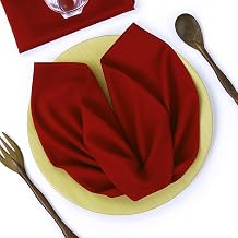 MDS Pack of 25 PCS Cloth Napkins 17x17 inch Washable Polyester Dinner Napkins Soft Table Napkins for Wedding Party Dining Banquet Bistro Decoration - Apple red