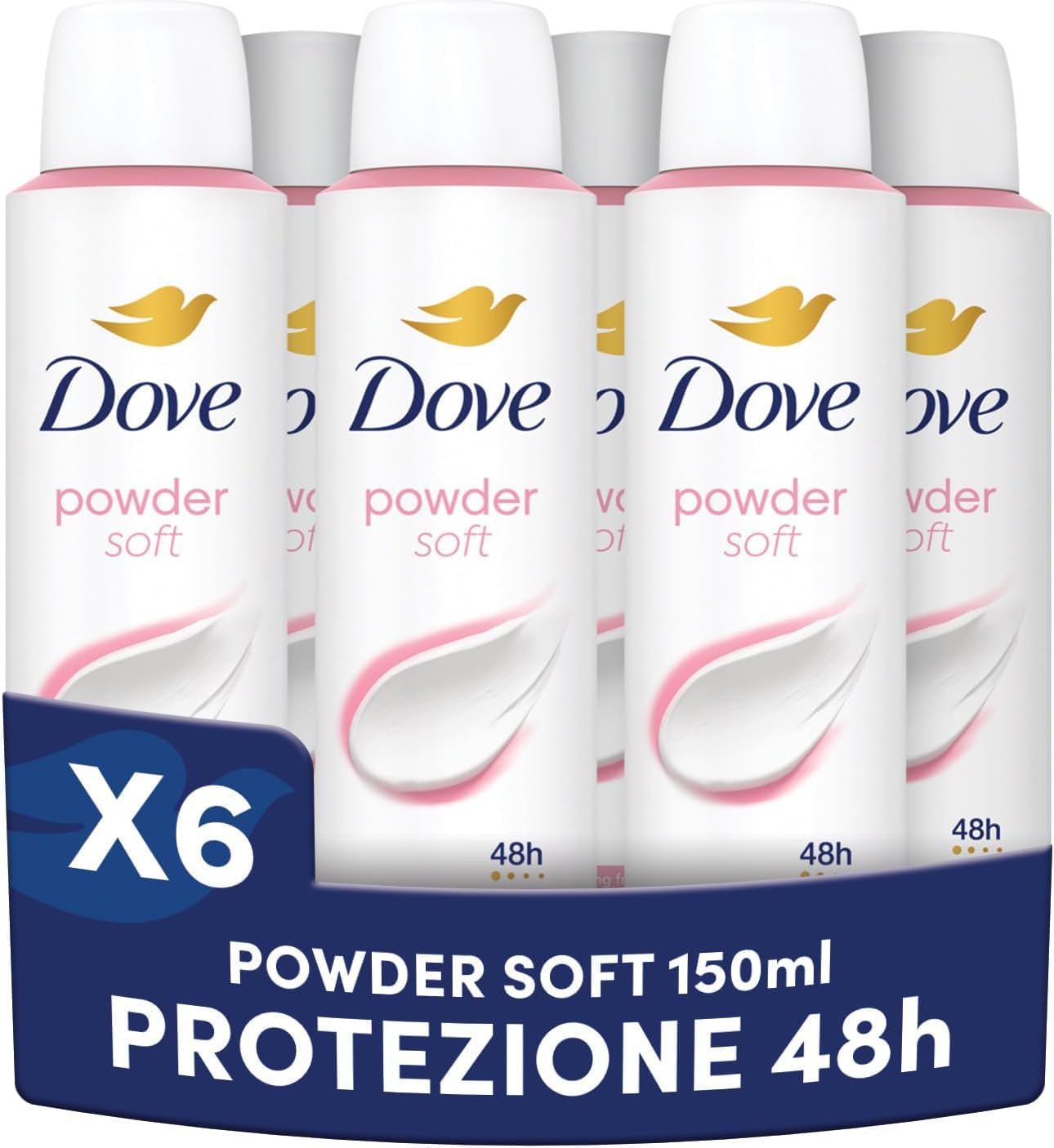 Dove Deodorante Spray Powder, Uomo e Donna, 6x150ml