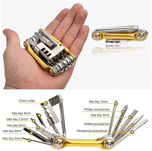 Miniatura 5 de axGear Kit de herramientas de reparación de bicicletas 11 en 1 Kit de herramientas múltiples para mantenimiento conjunto de reparación
