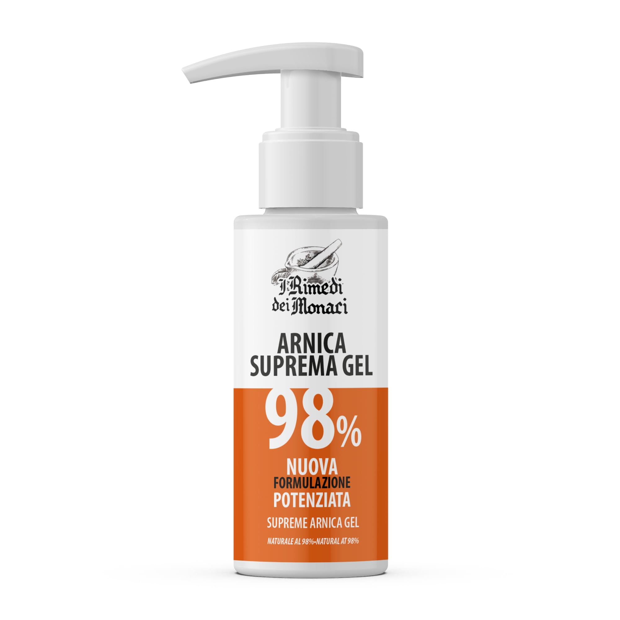 Gel Arnica Suprema 98 100 ml con Arnica, Artiglio del Diavolo, Menta e Lavanda per Massaggi Locali, Arnica per Cavalli Uso Umano per Massaggi Muscolari 100% BIO e Made in Italy - I Rimedi dei Monaci