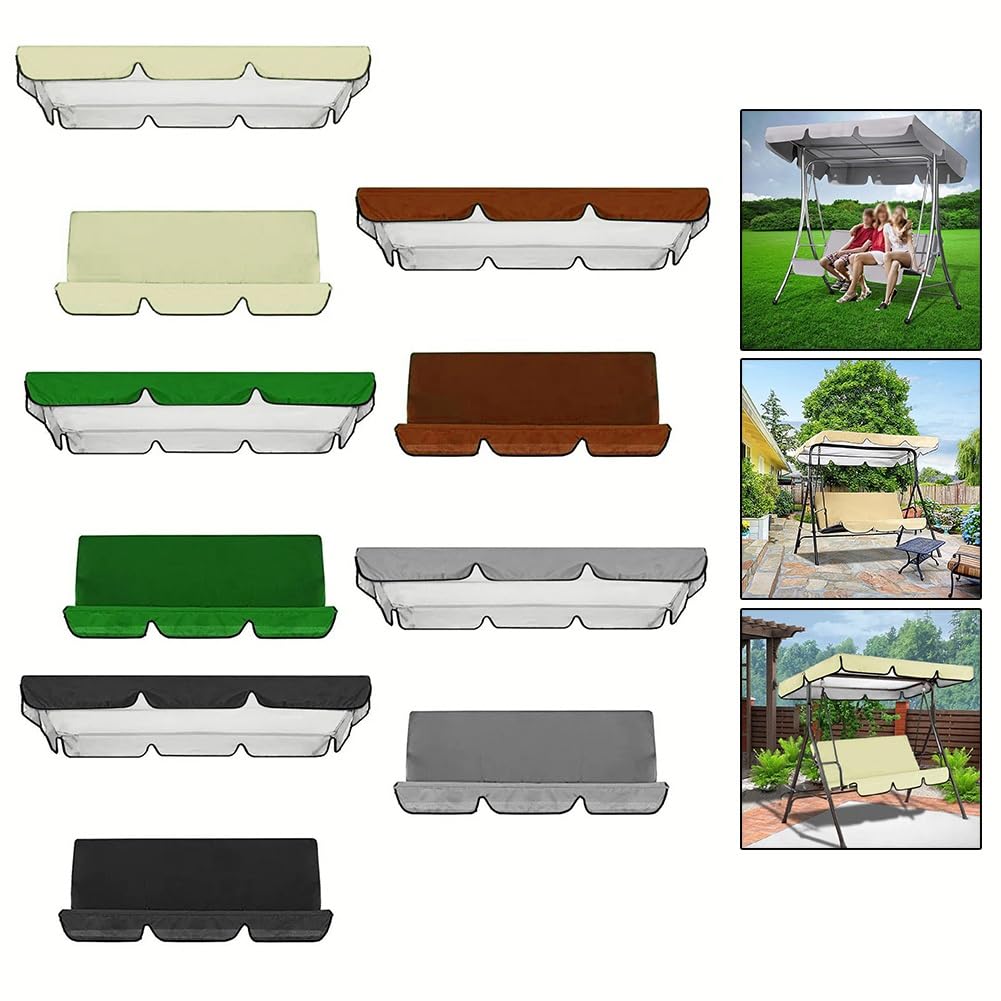 Set di Copertura di Ricambio per Dondolo da Giardino, 3 posti, Impermeabile, in Tessuto Oxford 210D, Copertura per Sedia a Dondolo (Grigio, 164 x 114 x 15 cm)