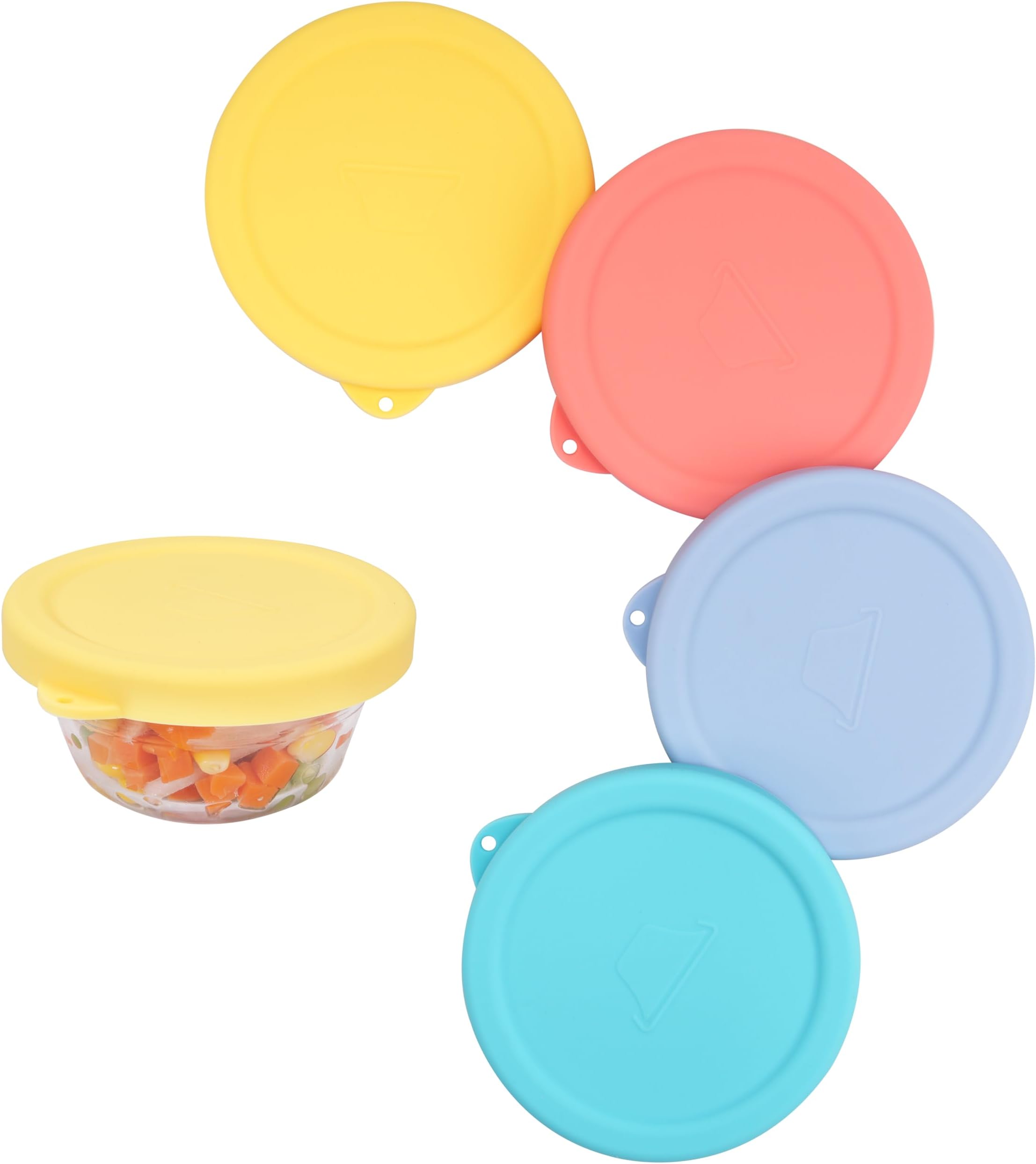 4 PCS Silicone Replacement Lids for Pyrex and Anchor Hocking Glass Custard Cups 6oz, Prepware Dessert Cup Cover, Silicone Lids for Food Storage, Dishwasher Safe (Containers NOT Included)