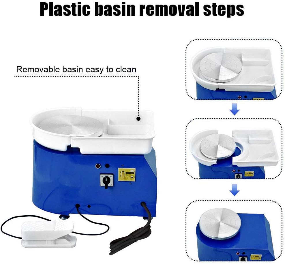 Pottery Wheel Pottery Forming Machine 25CM 350W Electric Pottery Wheel with Foot Pedal DIY Machine for School Teaching, Children's Ceramic Teaching
