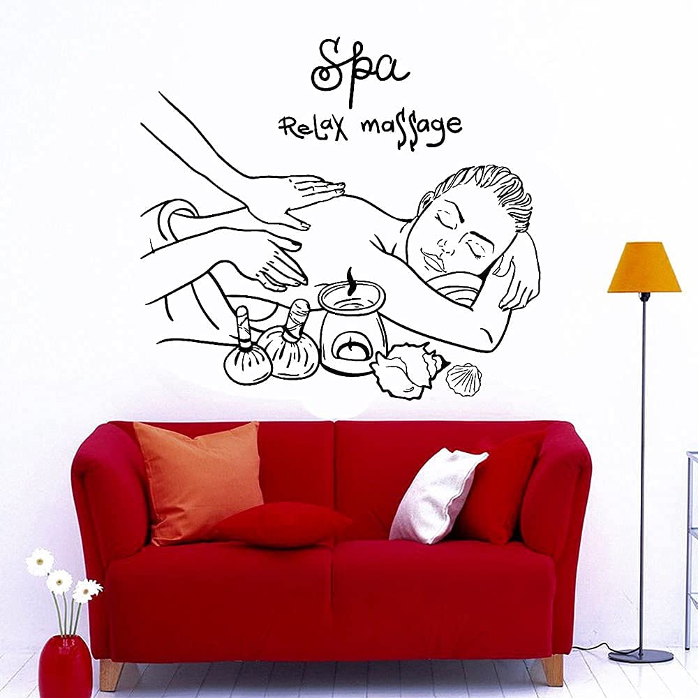 SUPWALS Adesivi murali Adesivo Per Salone Di Bellezza Spa Massage Adesivo Per Salone Di Bellezza Poster Adesivi Murali In Vinile Decor Murale Adesivo Per Finestra In Vetro Per Massaggio Spa 80X132 Cm