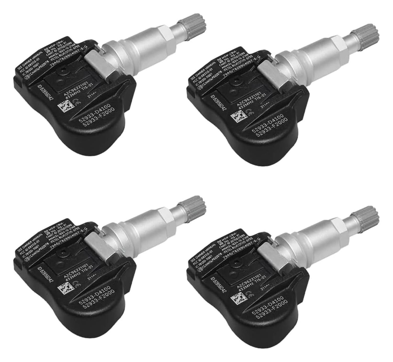 Car Tire Sensors Wireless for Genesis G80 G90 Tire Pressure Sensor 52933-D4100 52933-F2000 Car Tire Pressure Sensor TPMS Valve Stem Adapter