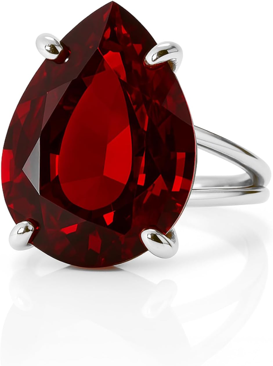 Cocktail Bold 14k Gold Garnet Ring - Lustrous Birthstone Jewelry Statement Ring - Fashion Jewelry, January Birthstone - Custom Jewelry for Women