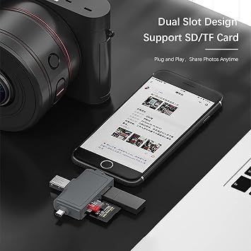 MODDESTORE OTG USB C Kart Okuyucu | iPhone Lightning ve iPad ile uyumlu, Type-C girişli SD TF Multi Card Reader