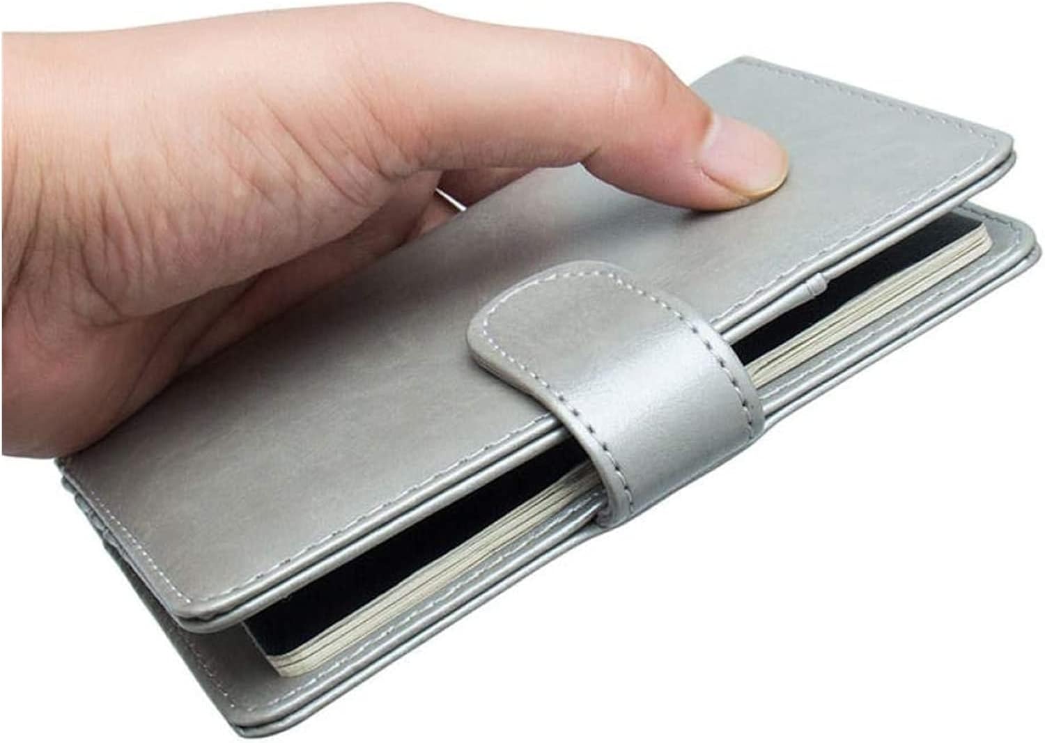 Card Holder Case Multifunction Leather Hasp Wallets Business Travel Passport Cover Packet Cash Coin(Gray)