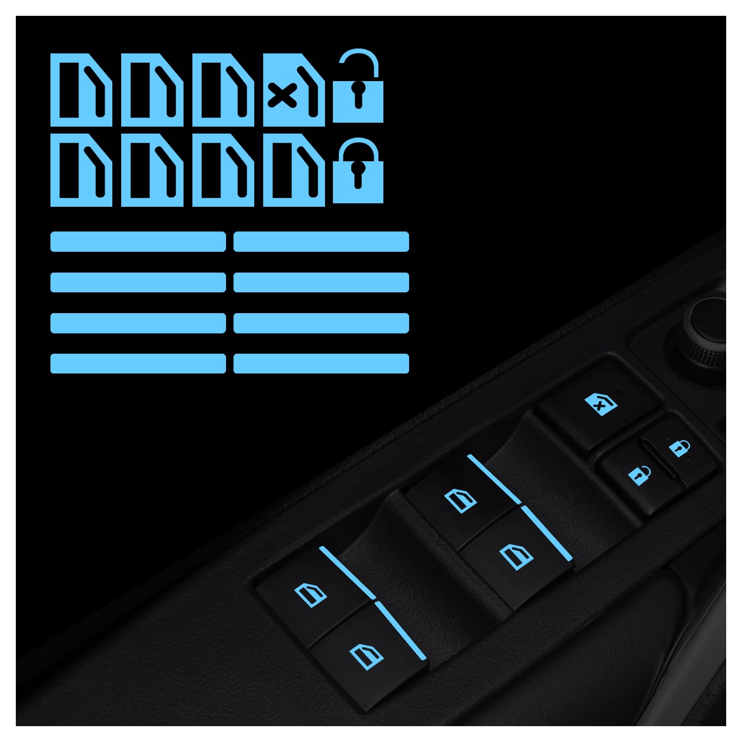 Glow Stickers for Cars Door Handle Button Switch,Fluorescent Car Stickers and Decals for Car Decorations & Safe Driving,Glow in The Dark Car Accessories (Blue)