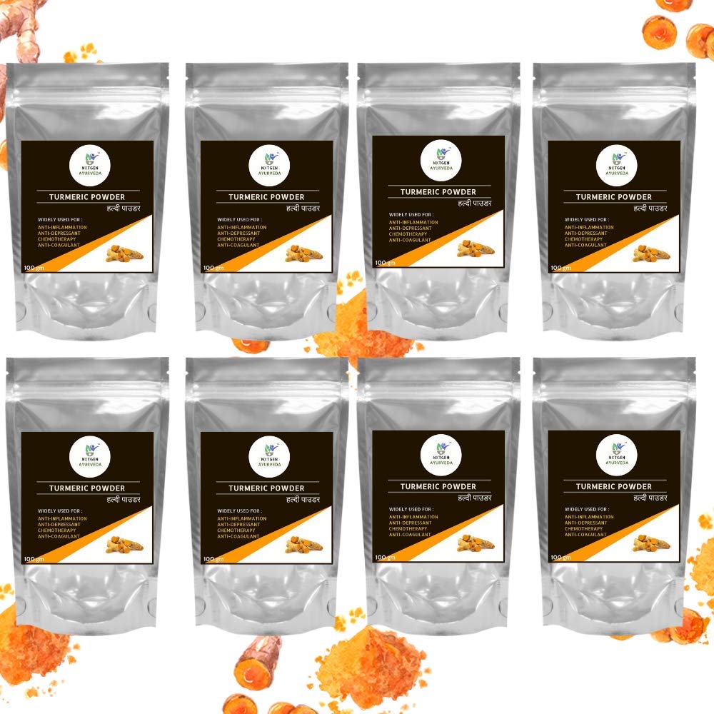 Nxtgen Ayurveda Pure Turmeric Powder | Pack of 8 | 100 g Each | Haldi