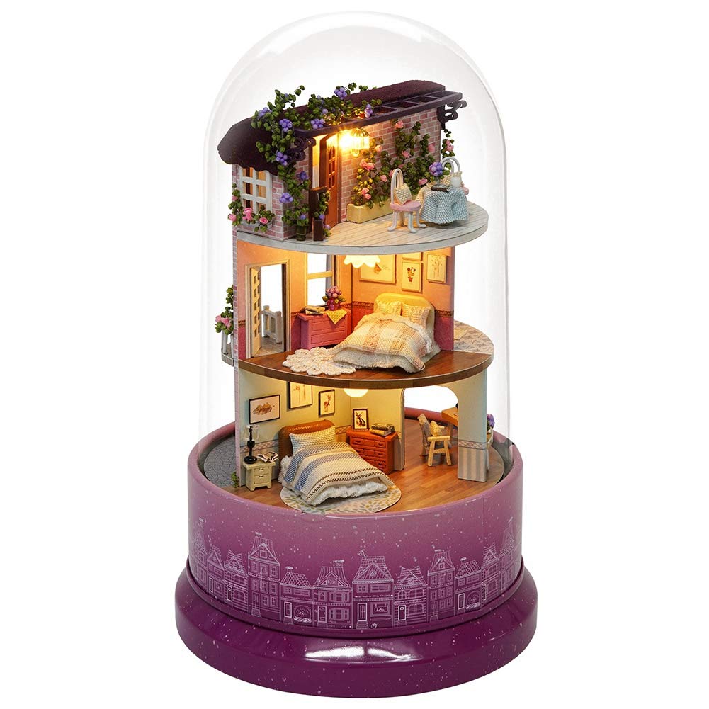 Modello di Casa in Miniatura Fai-da-te con Luce LED e Carillon per