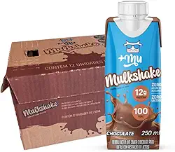 Bebida Proteica, Mais Mu, Mulkshake, Sabor Chocolate, 12g de Proteína, Zero Lactose, Zero Açúcar - 12 Garrafinhas de 250ml