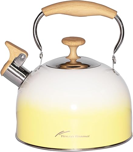 Miniatura 8 de Hervidor de té, hervidor de té silbante de acero inoxidable 304, 2.5 cuartos de galón/2.4 L para estufa de inducción y estufa de gas con mango