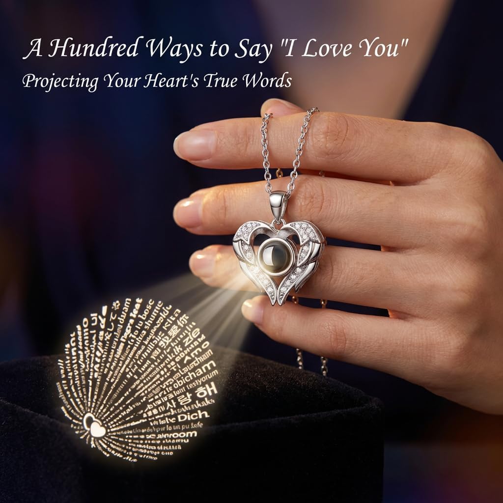 Gifts for Women, Preserved Real Roses with Heart Necklace I Love You in 100 Languages, Romantic Anniversary Wedding Gifts for Women Her Girlfriend Wife, Forever Roses Necklace Gift Box-white