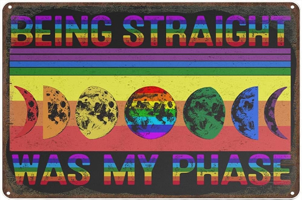 rayprint Creative Tin Sign Being Straight was My Phase Funny Novelty Metal Sign Retro Wall Decor for Home Gate Garden Bars Restaurants Cafes Office Store Pubs Club Sign Gift 12X16 inch