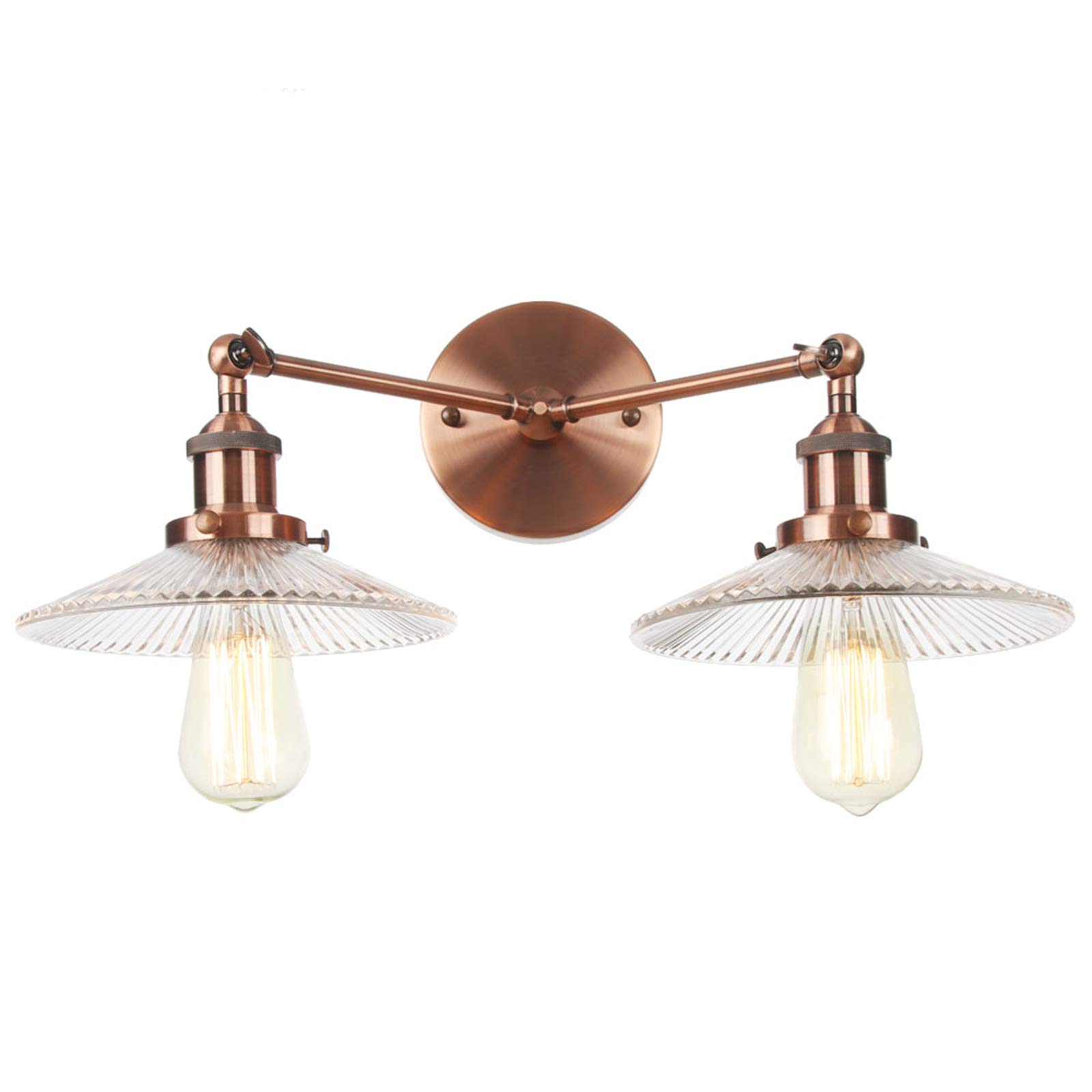 VDOQTLJT 2-Light Vanity Light Fixtures Adjustable Wall Lamps Modern Bathroom Mirror Lighting Round Glass Shade Sconces B Sconce(D)
