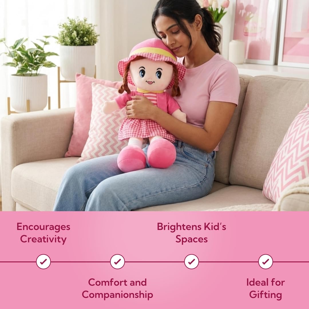 Fun4you Soft Toy Gift for Girls | Winky Plush Doll | Big Size Stuffed Toys for Kids & Toddlers | Cute Cuddly Companion for Play, Nursery & Decor | Gifts for Him & Her | Birthday Present | Pink 60CM 2