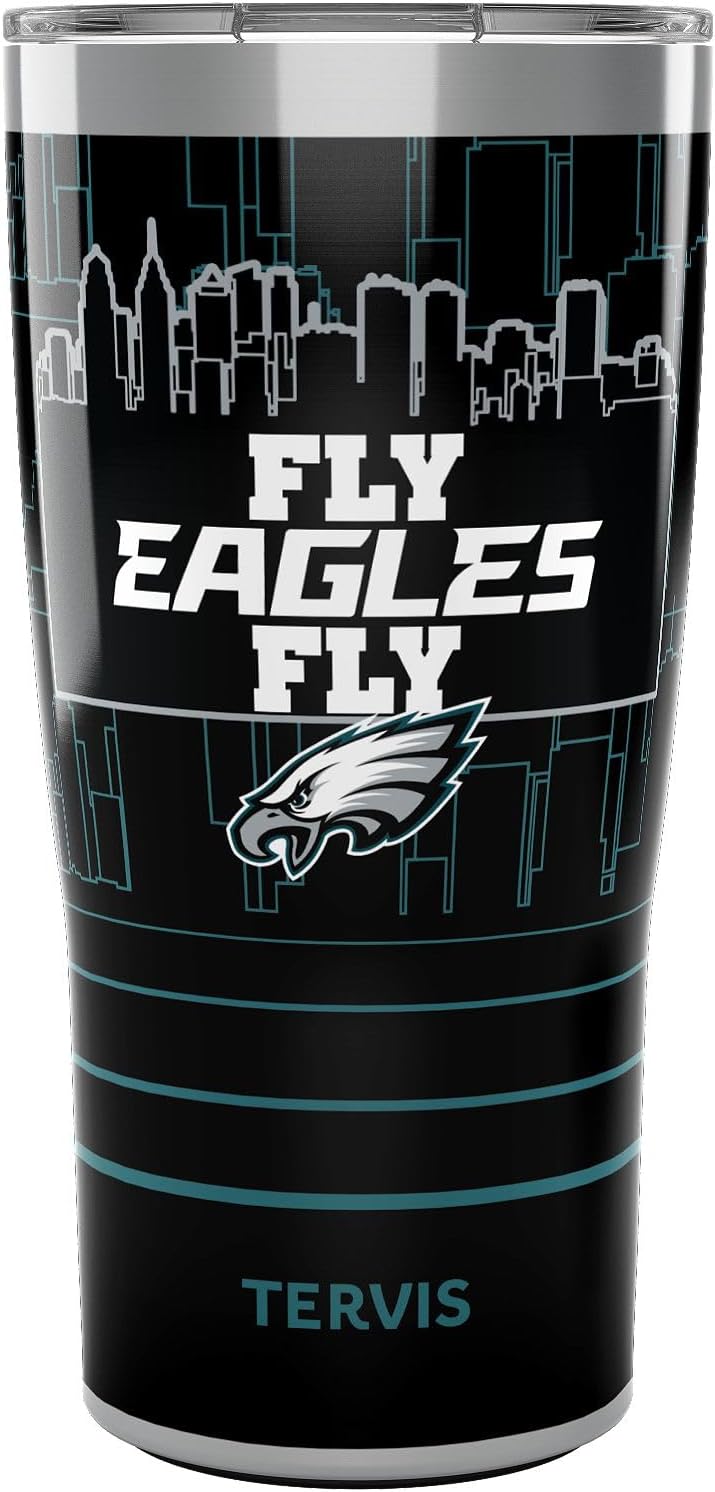 Tervis Traveler NFL Philadelphia Eagles - Fly Eagles Fly Slogan Triple Walled Insulated Tumbler Travel Cup Keeps Drinks Cold & Hot, 20oz, Stainless Steel