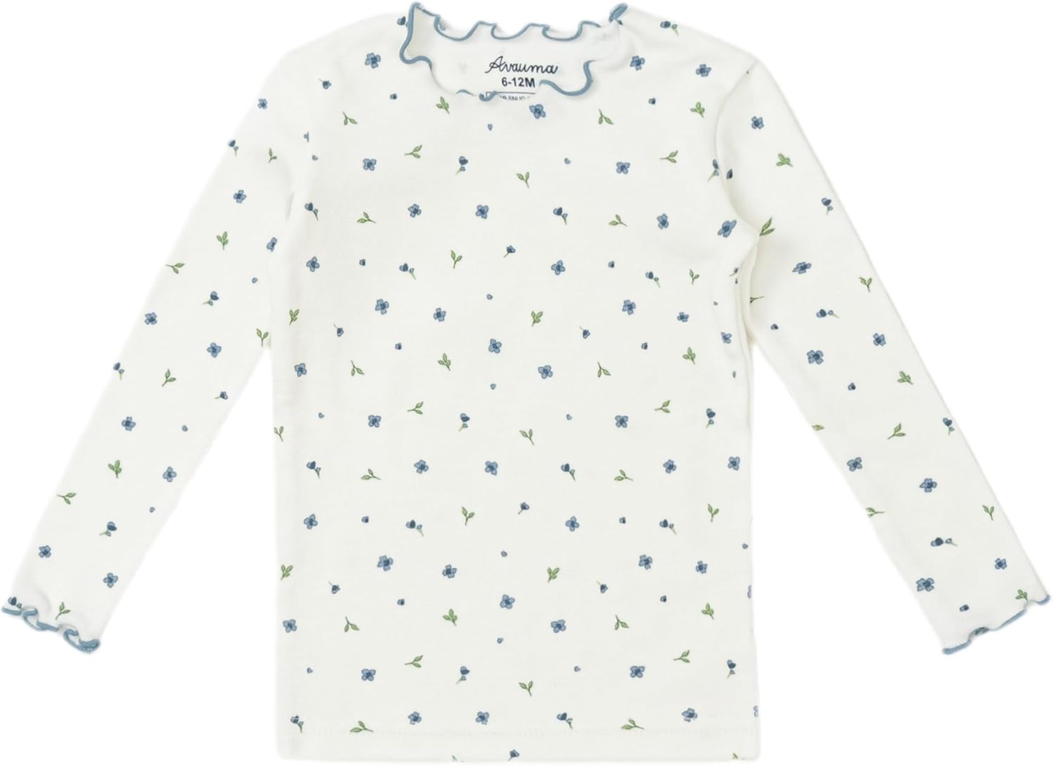 AVAUMA Baby Boy Girl Pajama Set 6M-7T Kids Cute Toddler Snug fit Flower Pattern Design Pjs Cotton Sleepwear Ruffled Shirring - Image 2