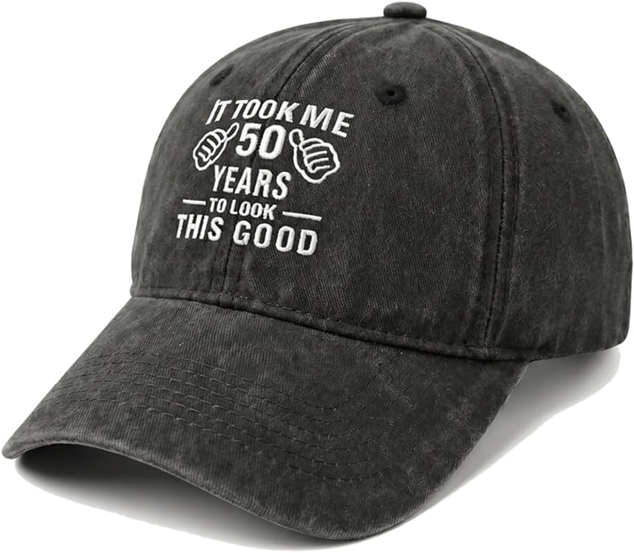 50th Birthday Gifts for Him Her, 50 Year Old Birthday Decorations Ideas, Cotton Vintage Baseball Caps for Men Women