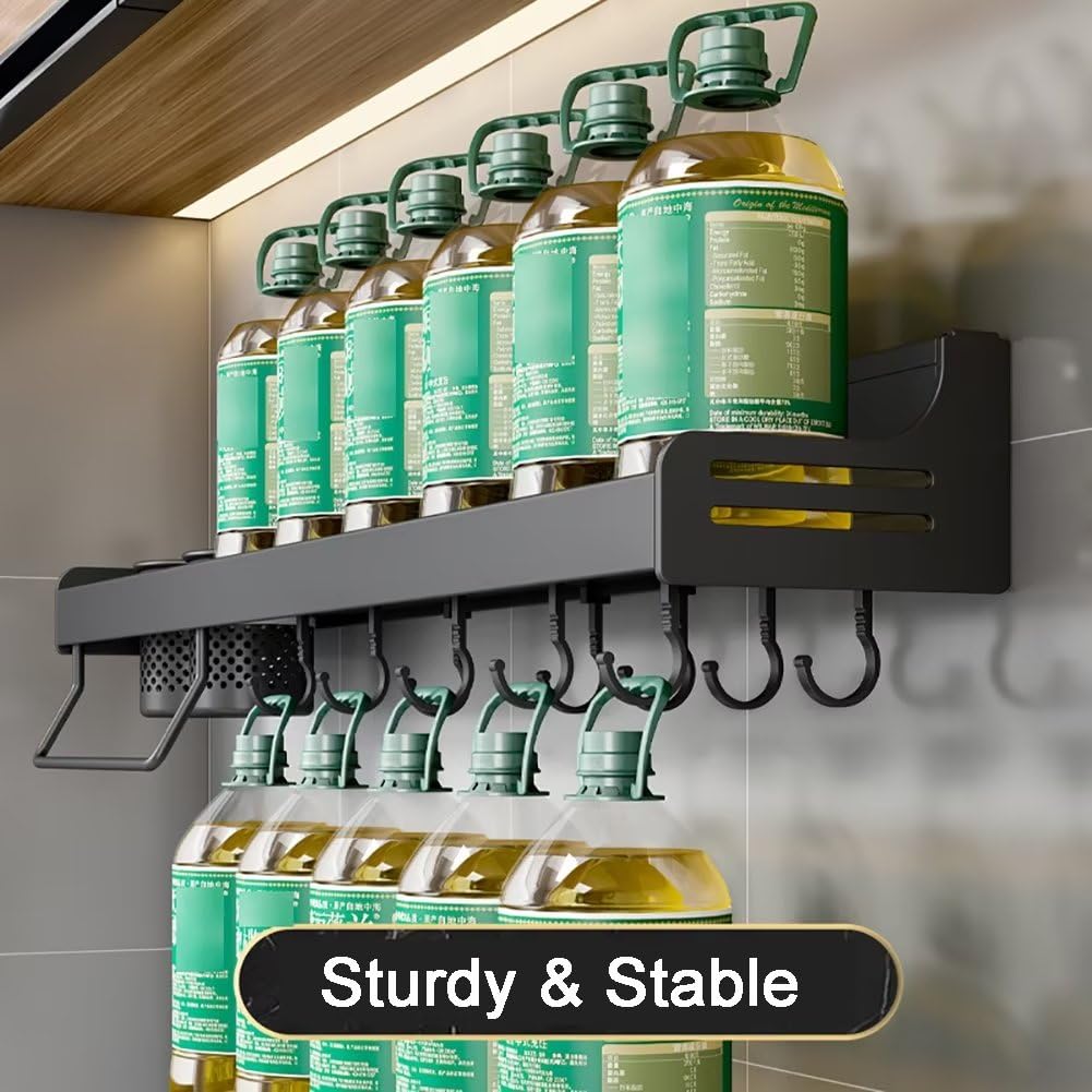 Estantería para especias de pared, organizador de especias sin taladrar, estante para especias, soporte para especias, pegado, estante de cocina de metal para puerta de armario, cocina, estante