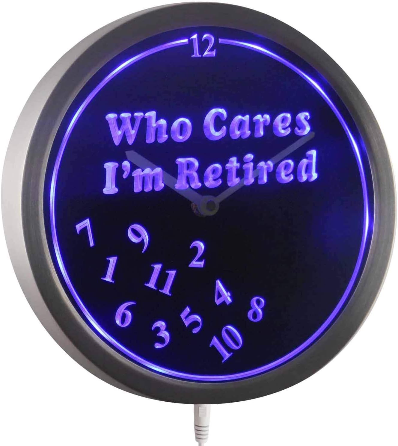 ADVPRO nc0963-b Retired Who Cares Time Neon Sign LED Wall Clock
