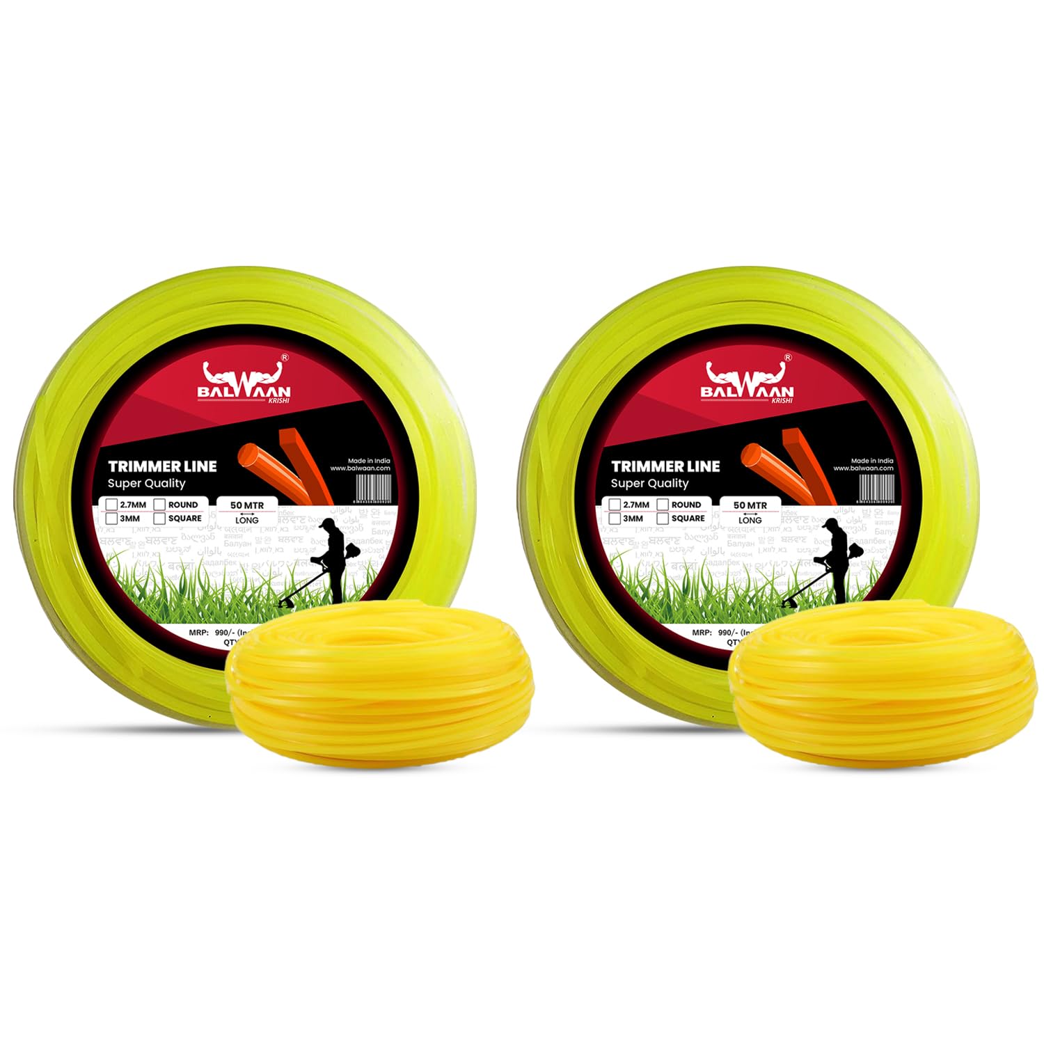 Balwaan Krishi Trimmer Line Pack of 2/Nylon Rope Bundle for Brush Cutter (50m, 3mm Round)/ Grass Cutter/Weeder/Trimmer/Tap n Go (B098NXNDT6) Amazon Price History, Amazon Price Tracker