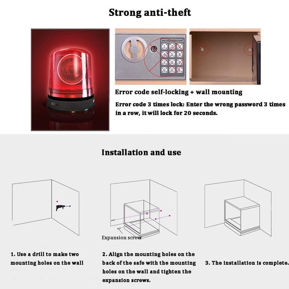 Caja Fuerte, Ignífuga, Impermeable, Caja de Seguridad, Hucha para Niños, Almacenamiento de Oficina, Caja Fuerte con Bloqueo de Llave/Pink/Coinoperated Style