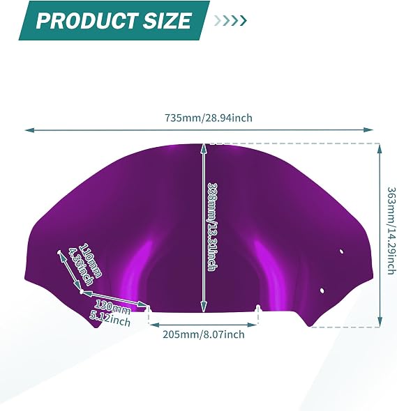 Motorcycle Windshield Windscreen Wind Splitter Fit for Harley Road Glide FLTRXSE 2023-later FLTRX FLTRXSTSE 2024-later for Dual Headlights Purple