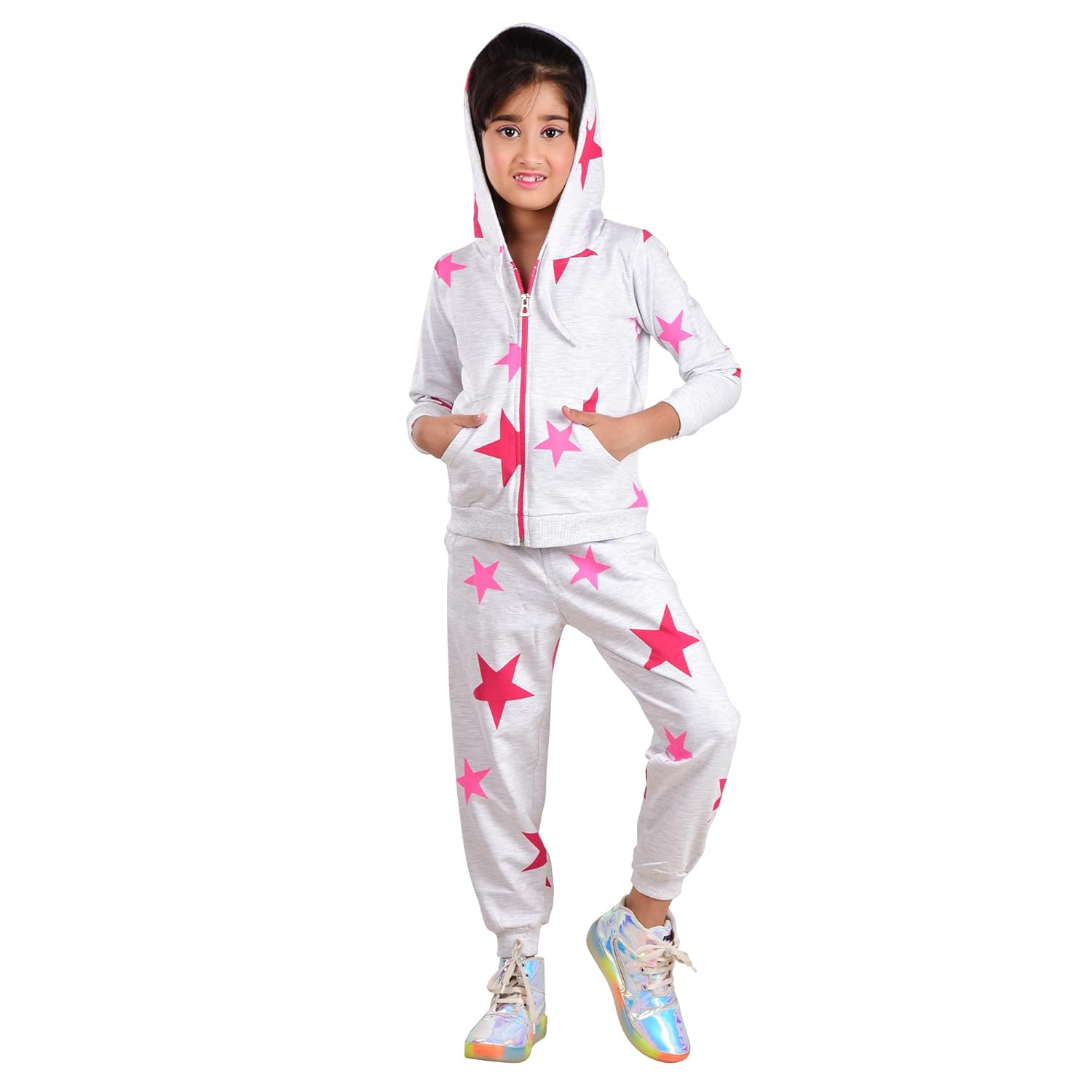 Clothe Funn Girls Hood Jacket & Track Pant Set