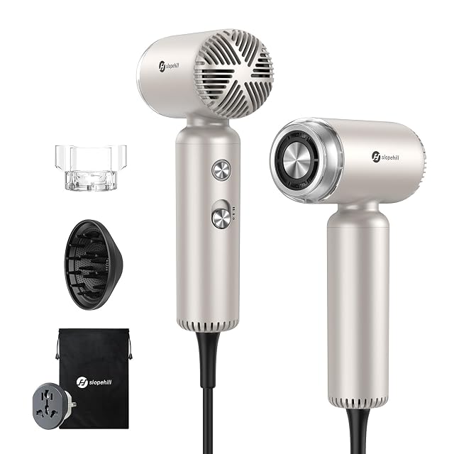slopehill Dual Voltage Travel Mini Hair Dryer Lightweight Ionic Blow Dryer Professional Fast Drying Compact Portabe Quiet Hairdryer