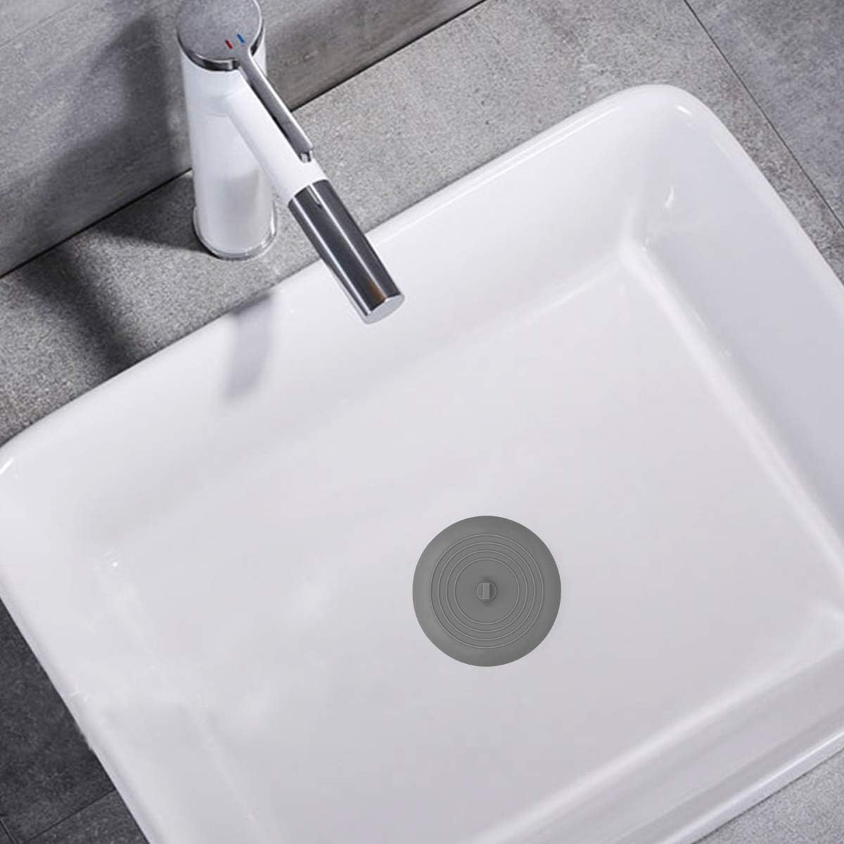 AmazerBath 2 Pack Bath Tub Stopper for Drain, 6 Inches Silicone Shower Drain Bath Plug Stopper for Kitchen, Bathroom, Laundry (Grey)