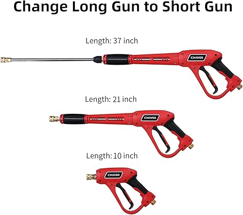 Miniatura 2 de Pistola de lavado a presión con varilla de extensión de repuesto, pistola de lavado de potencia mejorada con 5 puntas de boquilla de pulverización,