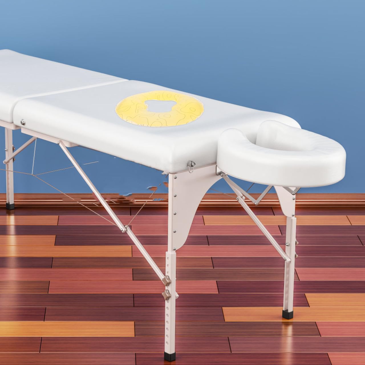 Gesichtsmassagekissen aus Silikon mit Blumenmuster – Ultra-dünne Massageauflage für Bauchlage, Professionelles Massagekissen für Kosmetikliege & Wellness – 27,5 x 26,5 cm, Gelb
