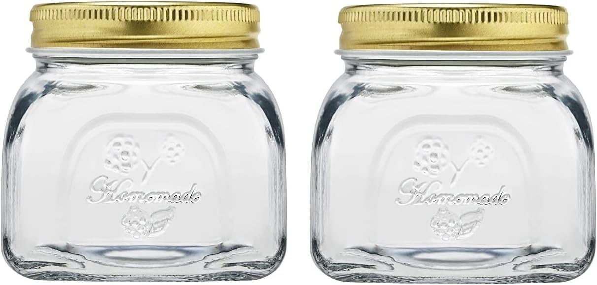 Pasabahce Homemade Glass Jar with Metellic Lid from House of the Original from Turkey | Stylish & Durable Airtight Storage Container for Pickles, Snacks, Cookies & Spices (300ml, 2pcs)