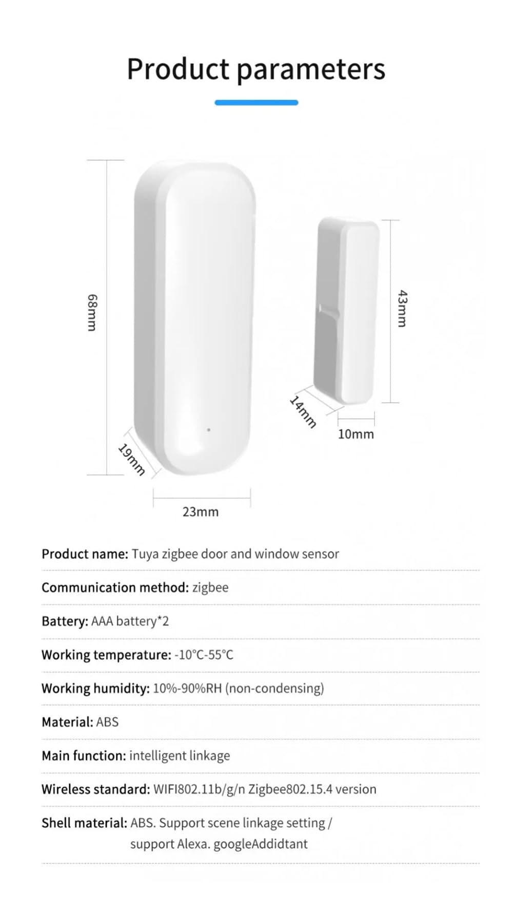 Sensor de puerta inteligente Tuya ZigBee, detectores de puerta abierta y cerrada, protección de seguridad inteligente for el hogar, Control de vida inteligente a través de Alexa(4 Pieces)