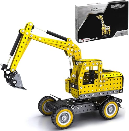 Miniatura 1 de Kit de rompecabezas de excavadora de metal 3D, kits de construcción de modelos de la serie de vehículos de ingeniería 3D, rompecabezas 3D para