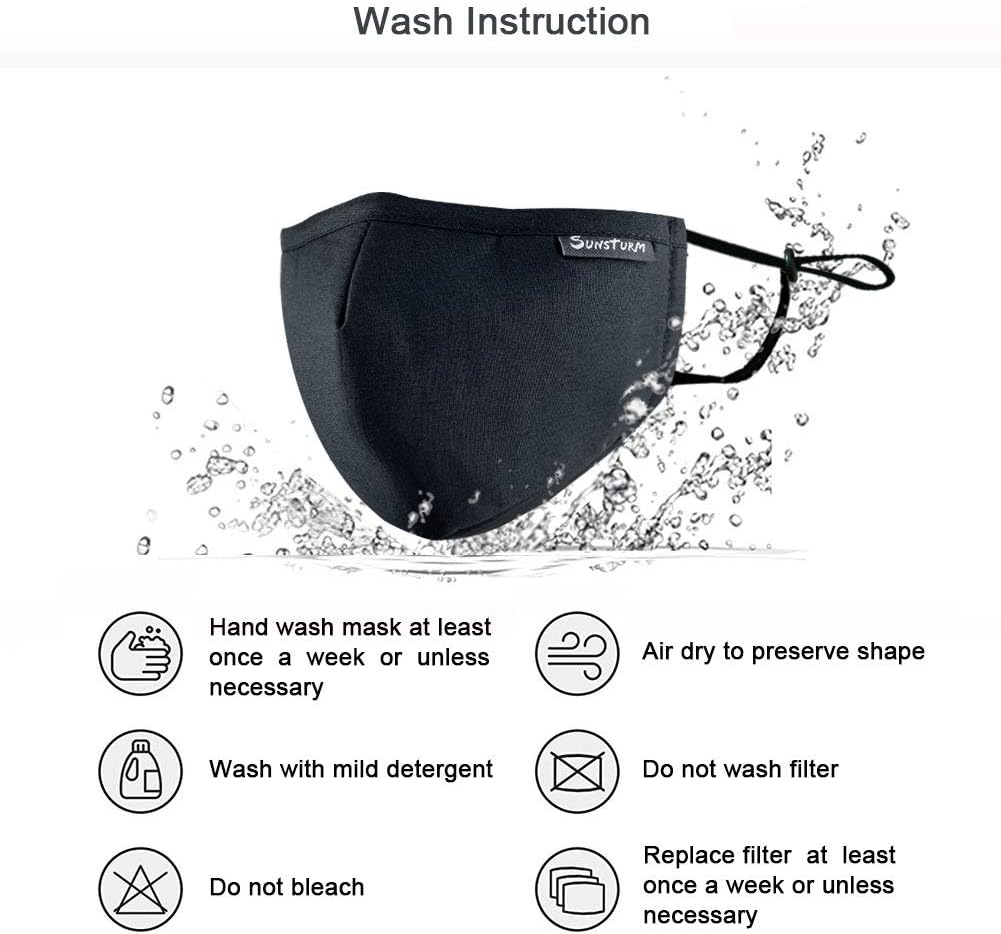 Suреr Sаlе 🛒 Sunsturm Dust Mask Reusable Cotton Face Mouth Mask with Activated Carbon Filter for Gardening Woodworking Mowing Outdoor Washable Mouth Mask (Black) Blасk Frіdау 🔥 Sunsturm Dust Mask Reusable Cotton Face Mouth Mask with Activated Carbon Filter for Gardening Woodworking Mowing Outdoor Washable Mouth Mask (Black)