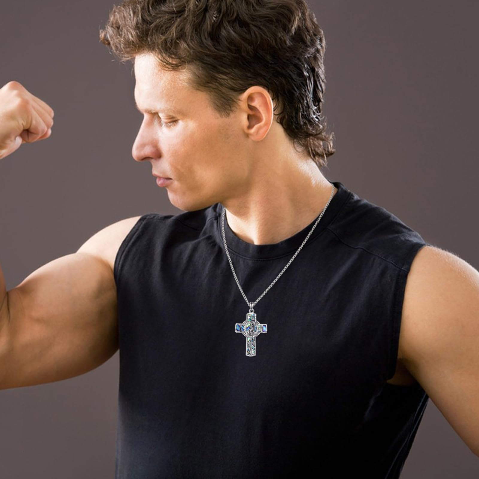 YFN Religiöse Beschützer Halskette Sterling Silber Anhänger Schmuck Geschenk für Herren Damen