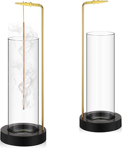 2 soportes de incienso para palitos extraíbles de vidrio para cenizas, de madera, boca abajo, quemador de incienso para el hogar, yoga, meditación,
