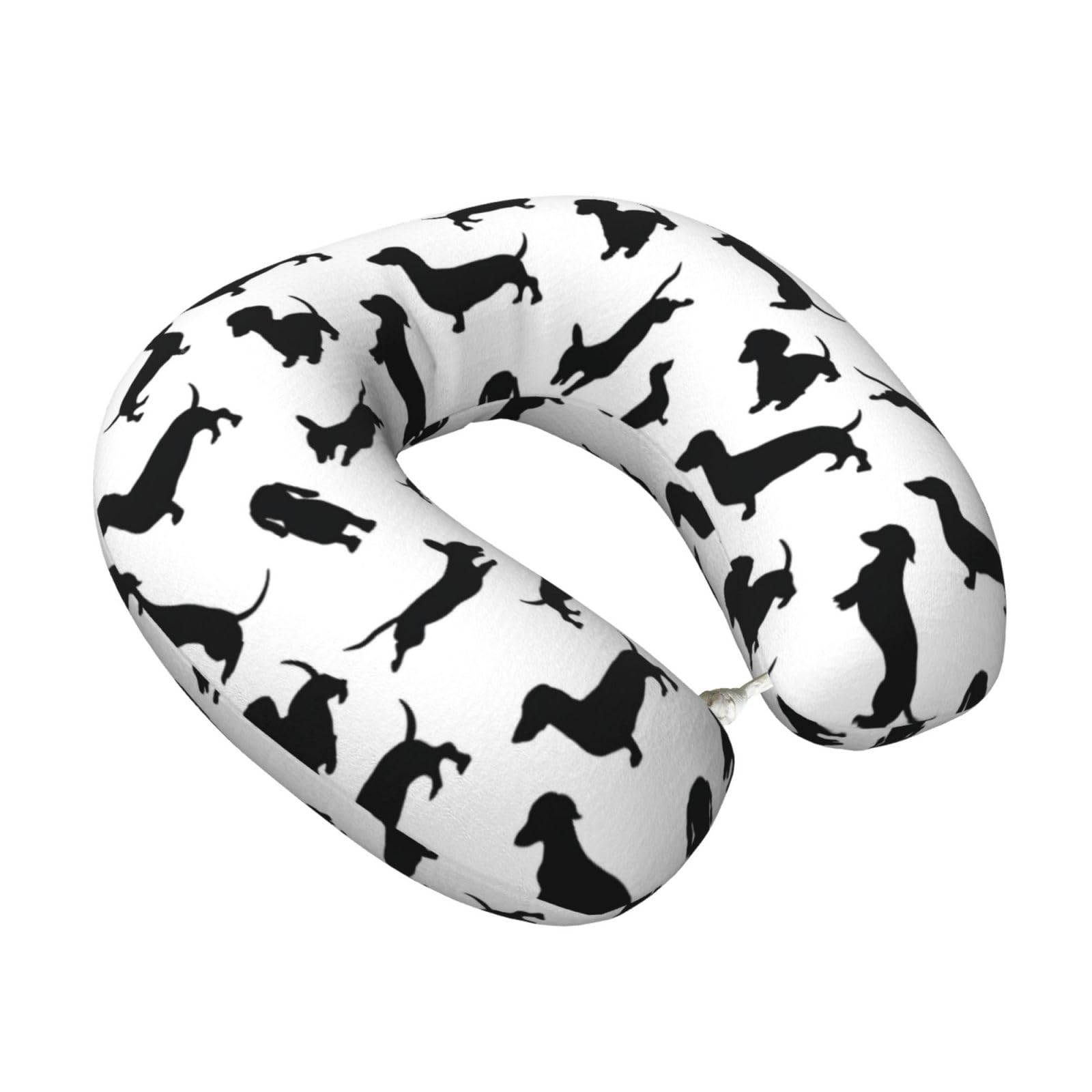 LKYMOH Dachshund Dogs Black, Travel Neck Pillow U-Shaped Memory Neck Support Soft Comfortable With Washable Cover For Airplane Car Traveling and Office