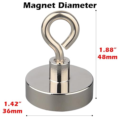 Miniatura 5 de MUTUACTOR 2 paquetes de imanes de neodimio resistentes, imán de pesca de tierras raras de 54 kg de fuerza de tracción, imán redondo superfuerte