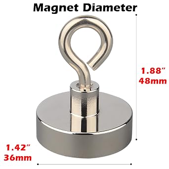 MUTUACTOR 2packs Neodymium Magnets Heavy Duty,120 lbs Pulling Force Fishing Magnet Rare Earth Magnet,Super Strong Round Magnet for Sweeping Picking Retrieving Metal Tools